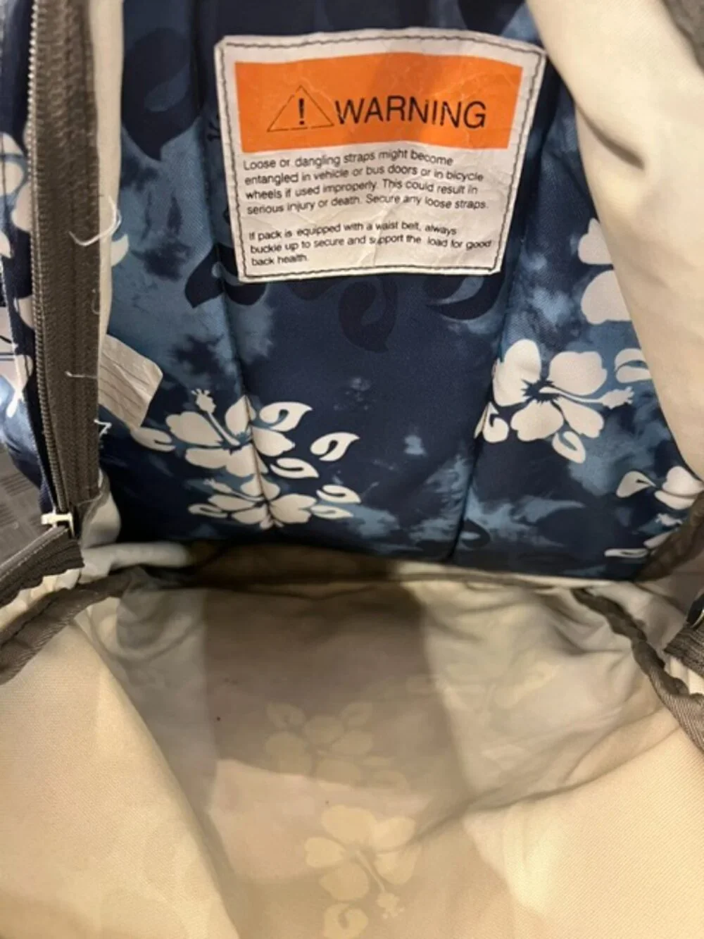 Vintage L.L. Bean Deluxe Book Pack Backpack Blue Floral Hibiscus Tie Dye 32L